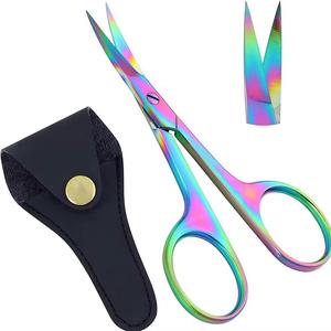 Ciseaux à manucure arc-en-ciel en acier inoxydable, lame tranchante, poignée ronde, coupe-cuticules portable, outils de beauté pour adultes - Product Image 1