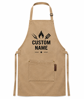 Tablier de cuisine personnalisé brodé en toile robuste pour chef, avec logo et grande poche, idéal pour la restauration et le traiteur (vente en gros)