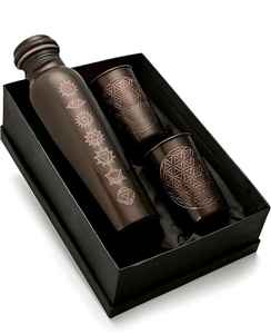 Botella de Cobre Grabada a Mano, Juego de Botella de Agua de Cobre con Taza para Mesa de Comedor - Product Image 2