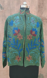 Indian Handmade Suzani Hand Embroidered Summer Short Jacket Mandarin Collar Wildlife Floral Pattern Women Festival Special Gift - Product Image 4