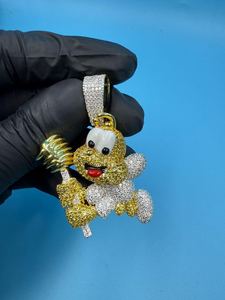 Pendentif Abeille de Dessin Animé en Argent Sterling 925 Plaqué Or 18K avec Moissanite Taille Brillant, Breloque Unisexe Hip Hop - Product Image 4