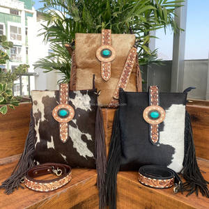 Hand Tooled Carving Handbag Real Cowhide Fur Leather Fringe Bohemian <b>Bags</b> New Style Hot Selling <b>Bags</b> <b>for</b> <b>Women</b> - Product Image 3