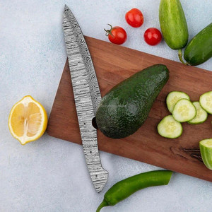 Cuchillo de Cocina Profesional de Acero de Damasco Forjado a Mano, Hoja Entera, 12.5 Pulgadas de Longitud Total, Disponible para DIY, OEM, ODM, Bajo Costo - Product Image 6