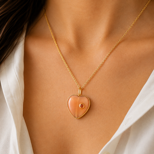 จี้รูปหัวใจประดับเพชรคิวบิกเซอร์โคเนียชุบทอง 18k รุ่น Peach Cat's Eye พร้อมสายสร้อยแบบเคเบิ้ล ดีไซน์แฟชั่นสำหรับทุกเพศ เหมาะสำหรับขายส่ง - Product Image 2
