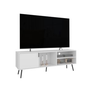 White 1-Door TV <b>Stand</b> with 3 <b>Shelves</b> - Product Image 4