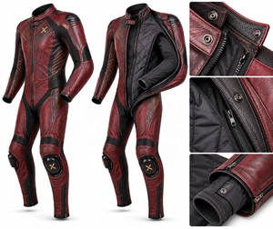 Removeable-Liner One-Piece Leather Motorcycle <b>Suit</b> | <b>Red</b> Black | OEM ODM Manufacturer | Premium Design Quality | Racing - Product Image 6