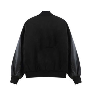 Veste universitaire noire, veste d'hiver, manches en fourrure véritable, corps en laine, options de couleurs d'équipe, veste universitaire pour hommes. - Product Image 6