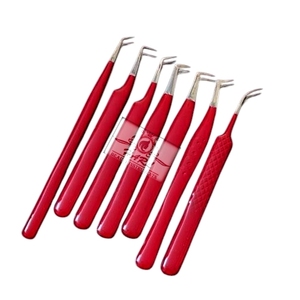 Hot Selling Red <b>Colour</b> Eyelash Tweezers for Eyelash Extension Soft Rubber Coating Eyelash Extension Tweezers <b>Set</b> Lash Supplies - Product Image 5