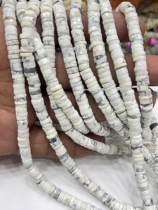 Perles de pierres précieuses de haute qualité pour la fabrication de bijoux, 17 pouces, Hawolite naturel, facettées, forme Heishi, taille 7-8 mm - Product Image 3