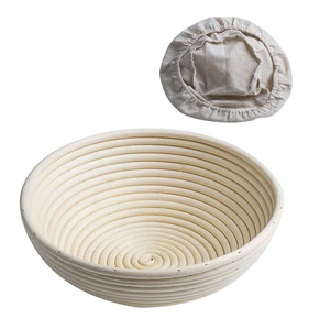 Cesta redonda de mimbre de ratán para fermentar pan, con forro reutilizable, tejido a mano, color natural, Banneton de Vietnam. - Product Image 1