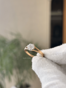 Anillo solitario exclusivo con diamante cultivado en laboratorio, corte tulipán, 1.07 quilates, VS EF, oro macizo, regalo de aniversario de bodas - Product Image 3