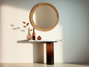 Handmade Glass & Crystal Hand-Carved <b>Round</b> <b>Wall</b> <b>Mirror</b> with MDF Backing Contemporary Design-REHMAN CRAFT - Product Image 1