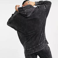 Sweat à capuche homme de qualité supérieure, délavé à l'acide, mélange polyester/coton, durable, léger, avec poche, anti-boulochage, personnalisable