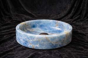 Natural Blue Onyx Stone Modern Eco-Friendly Luxury Vessel Sink Bathroom Countertop <b>Basin</b> Handmade Wash <b>Basin</b> - Product Image 3
