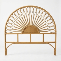 Nouvelle Tête de Lit Moderne Minimaliste en Rotin Sunrise Loop, Cadre de Lit en Bois Écologique Marron, Rembourrage en Microfibre, Boîte Personnalisée pour Chambre à Coucher