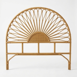 Nouvelle Tête de Lit Moderne Minimaliste en Rotin Sunrise Loop, Cadre de Lit en Bois Écologique Marron, Rembourrage en Microfibre, Boîte Personnalisée pour Chambre à Coucher - Product Image 1