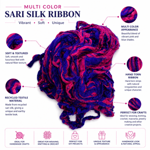 Hand Dyed Sari Silk Ribbon Fiber <b>Yarn</b> for Crochet Weaving Macrame Jewelry Making and Craft Supplies - Product Image 6