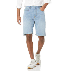 Men's Light Wash Denim Shorts Straight Leg Mid Waist Casual Wholesale Factory Supplier Custom Men Plain Denim <b>Jean</b> Shorts - Product Image 1