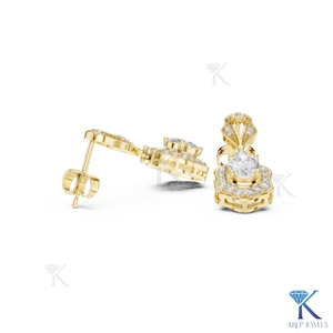 ต่างหูเพชรแล็บโกรว์ทรงบริลเลียนต์ ขอบหยักประดับเพชรแบบฮาโล ทองคำแท้ 14K 18K สำหรับผู้หญิง สไตล์วินเทจ เหมาะสำหรับงานแต่งงาน ของขวัญสำหรับเจ้าสาว เครื่องประดับ - Product Image 2