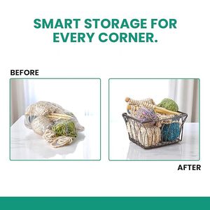 Panier utilitaire polyvalent de 15 pouces en fil d'acier robuste avec poignées courbées pour une prise en main facile, solution de rangement décorative - Product Image 3