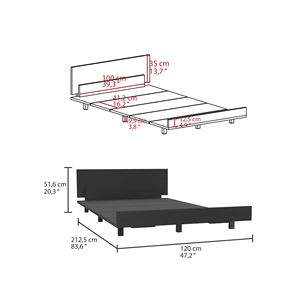 Base de Cama Individual Tapizada Kaia con Cabecera Negra - Product Image 3