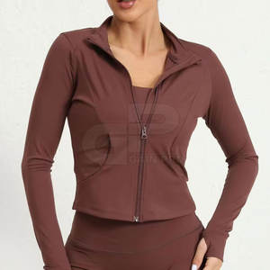 Chaqueta de yoga para mujer de alta calidad, transpirable, de tela elástica, ajustada, con cremallera completa, para entrenamiento en el gimnasio y correr. - Product Image 4