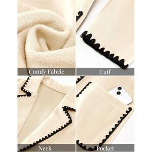 2025 femmes à la mode brodé long caban vestes contraste garniture Nylon revers bouton hiver manteau automne respirant teint - Product Image 6