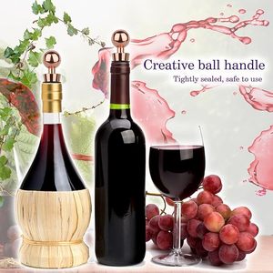 Bouchon de bouteille de vin en métal rose doré, longueur 9,5 cm, avec joint en caoutchouc noir pour la conservation du vin - Product Image 4