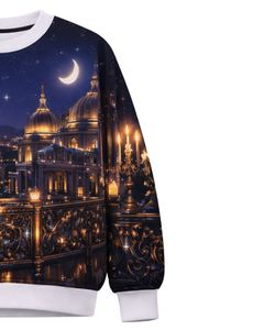 Sudadera con Estampado 3D Personalizada del Fabricante, Diseño Navy Gold Palace Night, Sudadera Casual con Cuello Redondo para Hombre, Top Sublimado Personalizado de Estilo Urbano - Product Image 4