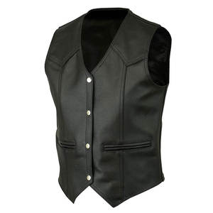 Chaleco de Motocicleta de Cuero de Buena Calidad para Hombre, Otoño Invierno, Sin Mangas, Transpirable, Cuello en V, Diseño Sólido, Personalizable, Chaleco de Moda de Cuero - Product Image 3