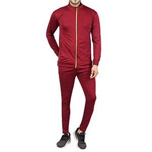 Survêtement rouge à col roulé pour homme, manches longues, couleur unie, décontracté, pour l'automne, respirant, en polyester, coupe classique - Product Image 1