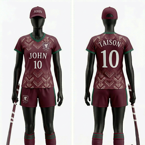 Uniforme de Hockey sobre Césped para Mujer de Poliéster Transpirable de Alta Calidad, Franja Blanca y Azul Marino, Logotipo Personalizado con Termotransferencia - Product Image 6