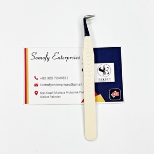 Somofy Enterprises Custom Logo 90 Degree Slim Boot Shape Japanese Solid Stainless Steel Fine Durable 10mm Length Volume Tweezers - Product Image 3