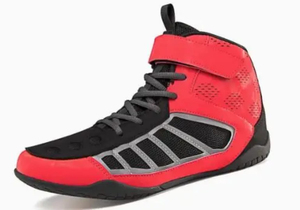 Chaussures de kick-boxing bleues à tige haute, à lacets et fermeture velcro, en daim respirant, pour adultes, entraînement, sparring, arts martiaux - Product Image 3