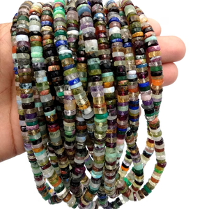 Brins de pierres précieuses multicolores facettées en forme de pneu, 5mm 6mm, pierres Heishi taillées en roue pour la fabrication de bijoux, vente en gros, 16 pouces - Product Image 1