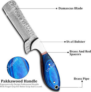 Couteau de survie, de chasse et de camping en acier Damas ultra-affûté, à lame pleine, avec manche en bois Pakka, qualité industrielle, OEM/OBM/ODM, faibles MOQ - Product Image 4
