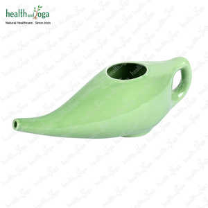 Pot Neti en céramique verte classique HealthAndYoga, capacité de 250 ml, pour irrigation nasale naturelle, soulagement de la pression des sinus, lavage nasal, prix en gros - Product Image 4