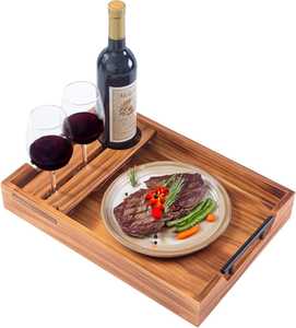 Bandeja de Madera para Servir al por Mayor con Soporte para Botellas de Vino, Bandeja de Madera Maciza con Estante para Copas para el Hogar, Cocina, Bares, Hoteles y Restaurantes - Product Image 6