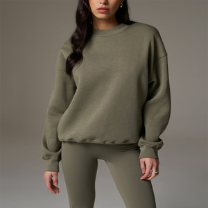 Wholesale Custom Premium Logo Women's Embroidered Sweatshirt Ribbed Neckline Cuffs & Hem Women's <b>Workout</b> <b>Hoodies</b> Sweatshirt - Product Image 1
