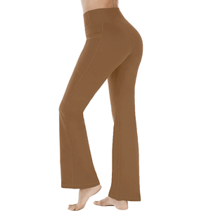 Pantalon de yoga évasé taille haute élastique personnalisé pour femme, coupe décontractée, couleur unie, vente en gros - Product Image 6