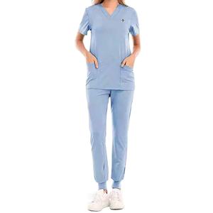 Ensembles de gommage à manches courtes col en V Premium de haute qualité Logo personnalisé prix bon marché uniformes d'infirmière combinaisons médicales pour femmes - Product Image 1