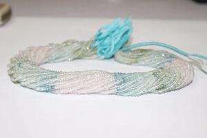 Cuentas de Aguamarina facetadas Rondelle de 3mm de calidad AAA, hebra de 14 pulgadas para fabricación de joyas, piedras preciosas sueltas naturales de Aguamarina múltiple - Product Image 5