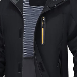 Veste de pluie unisexe grande taille à capuche coupe-vent résistante à l'eau respirante avec fermeture éclair intégrale pour l'extérieur, 5 poches, poignets ajustables - Product Image 5