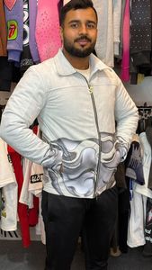 Latest Screen Printing Design Men Suede Leather <b>Jacket</b> Customize <b>Zipper</b> Puller Genuine Leather Turn-down Collar <b>Jacket</b> - Product Image 3