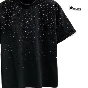 Wholesale New Design Rhinestone T Shirts For Men Streetwear Fashion Printed Men Custom Design Ringer Rhinestone Men's T-shirts - Product Image 2