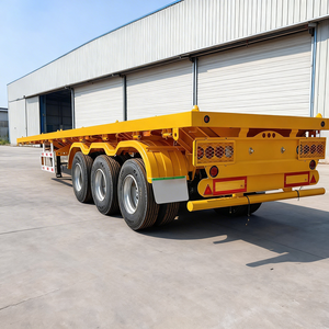 Remolques de plataforma plana de 3 ejes y 40 pies de alta calidad y resistencia para transporte de contenedores con cierres giratorios, remolques de carga y utilitarios en venta - Product Image 1