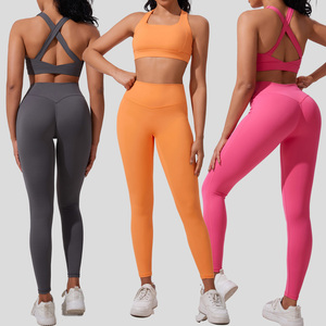 2026 Women's Yoga Set 2-Piece High-Waisted Quick Dry Spandex/Nylon Front Logo Gym Fitness Wear - Product Image 1