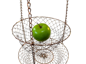 Vintage <b>Cast</b> Iron Wire Mesh Rectangle Hanging Baskets Wooden Handle Durable <b>Powder</b> Coated Finish Customizable Color Logo for - Product Image 2