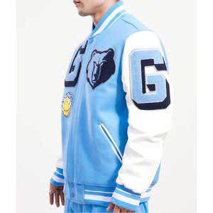 Veste universitaire personnalisée pour homme, corps en laine, manches en cuir, avec patchs en chenille brodés, veste de baseball en toile - Product Image 2