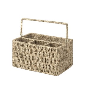 Hand-Woven Seagrass Cutlery Holder with Handle Handmade <b>Storage</b> <b>Basket</b> Wholesale eco-friendly Made in Vietnam - Product Image 2